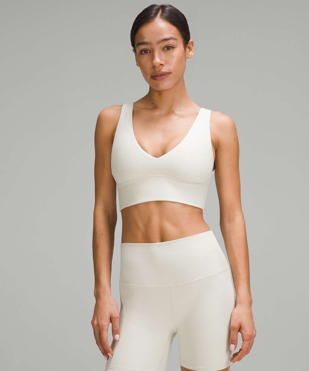 Lululemon Align Ribbed V-Neck Bra *Light Support, C/D Cup Shine - Bone -  lulu fanatics