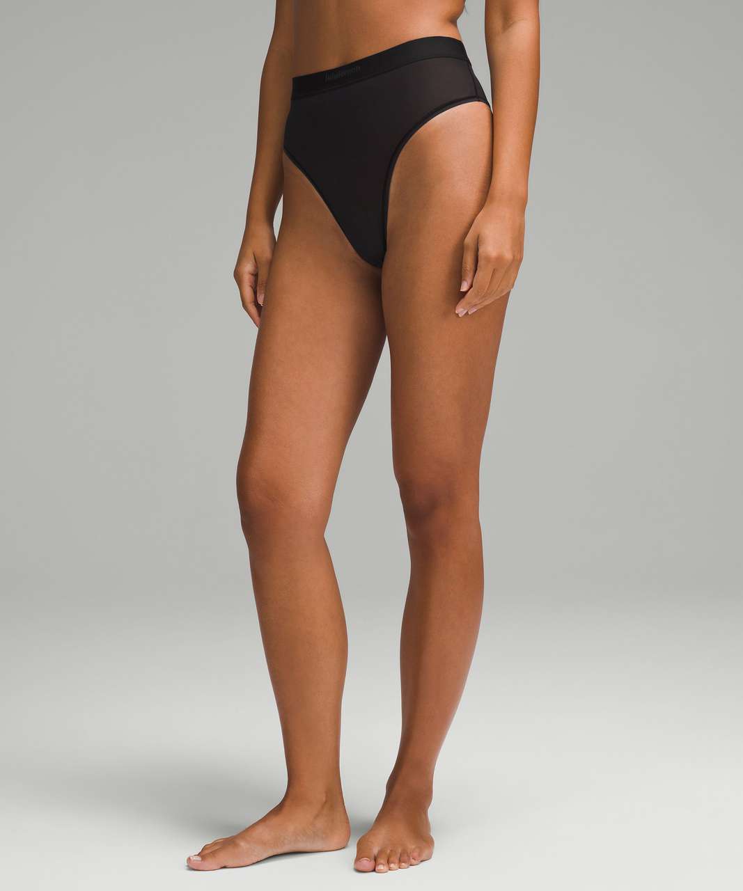 Lululemon Wundermost Ultra-Soft Nulu Mesh Logo High-Waist Bikini Underwear - Black