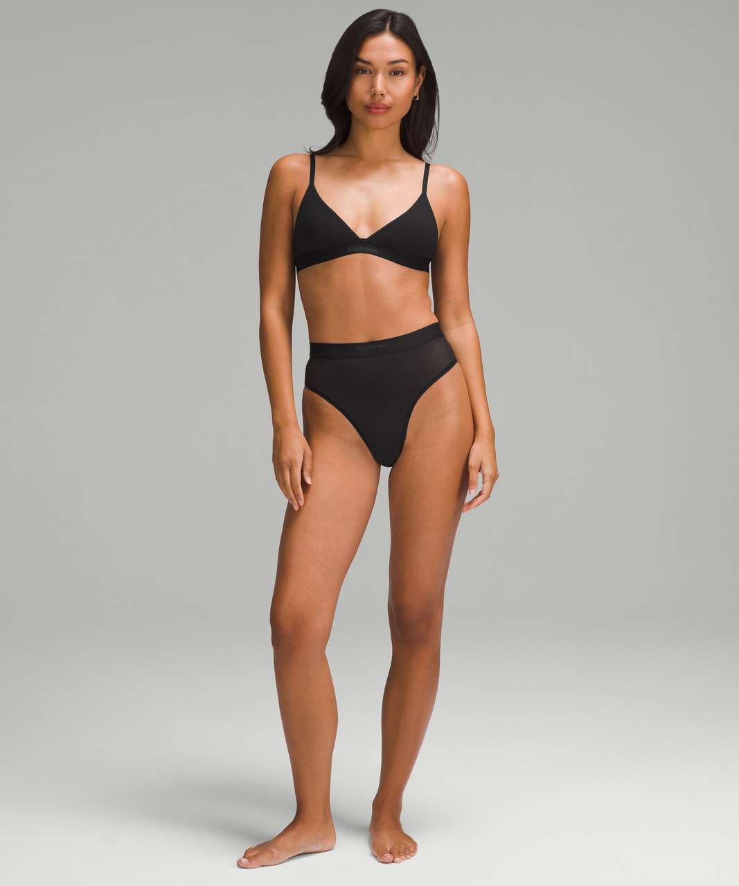 Lululemon Wundermost Ultra-Soft Nulu Mesh Logo High-Waist Bikini Underwear - Black