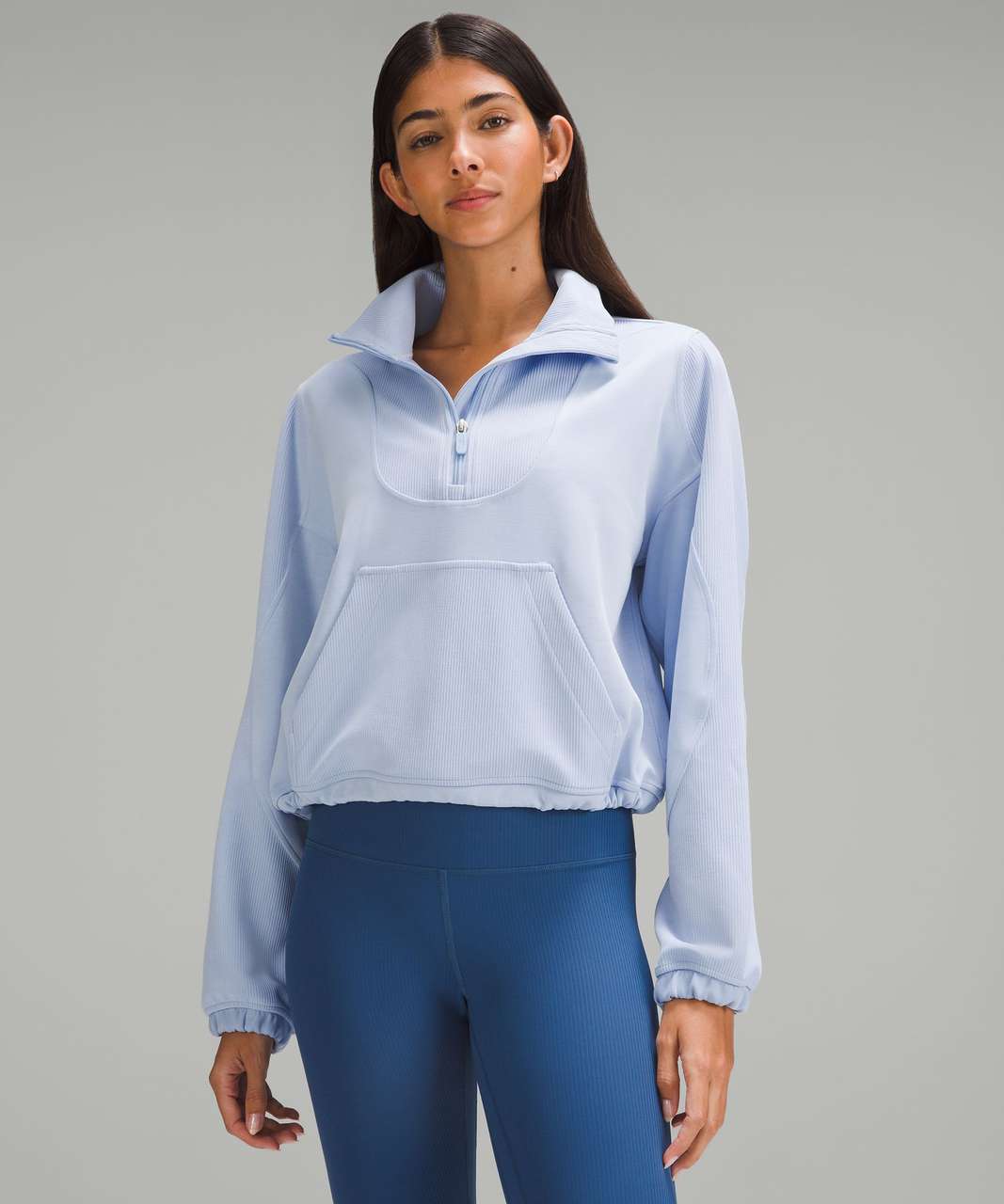 Lululemon Brushed Softstreme Ribbed Half Zip - Bone - lulu fanatics