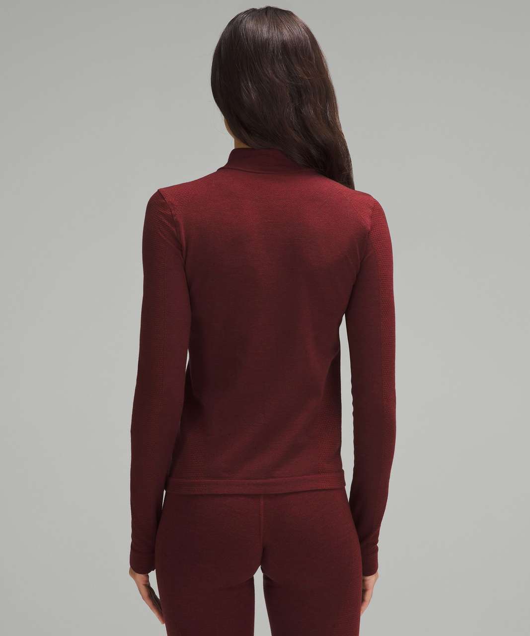 Lululemon Merino Wool-Blend Base Layer Half Zip - Red Merlot