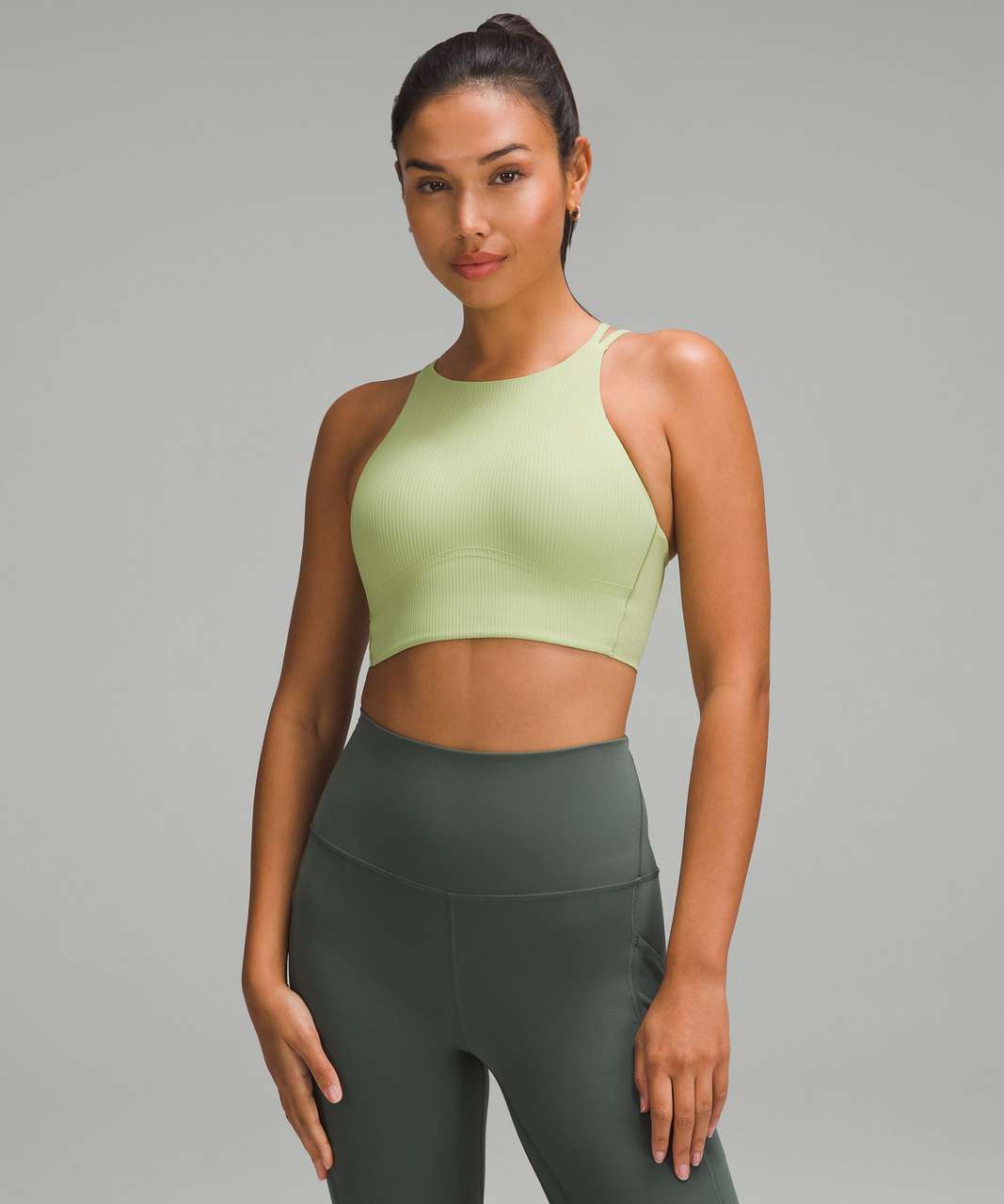 Lululemon Like a Cloud High-Neck Longline Ribbed Bra *Light Support, B/C Cup - Edamame Green