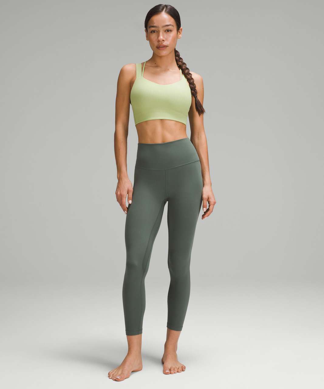 Lululemon Like a Cloud Ribbed Longline Bra *Light Support, B/C Cup -  Edamame Green - lulu fanatics