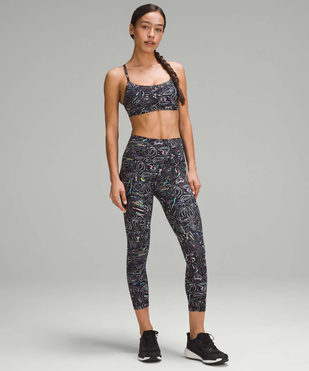 Lululemon Wunder Train Strappy Racer Bra *Light Support, C/D Cup -  Daisyfied Yogo Moonbow Black - lulu fanatics