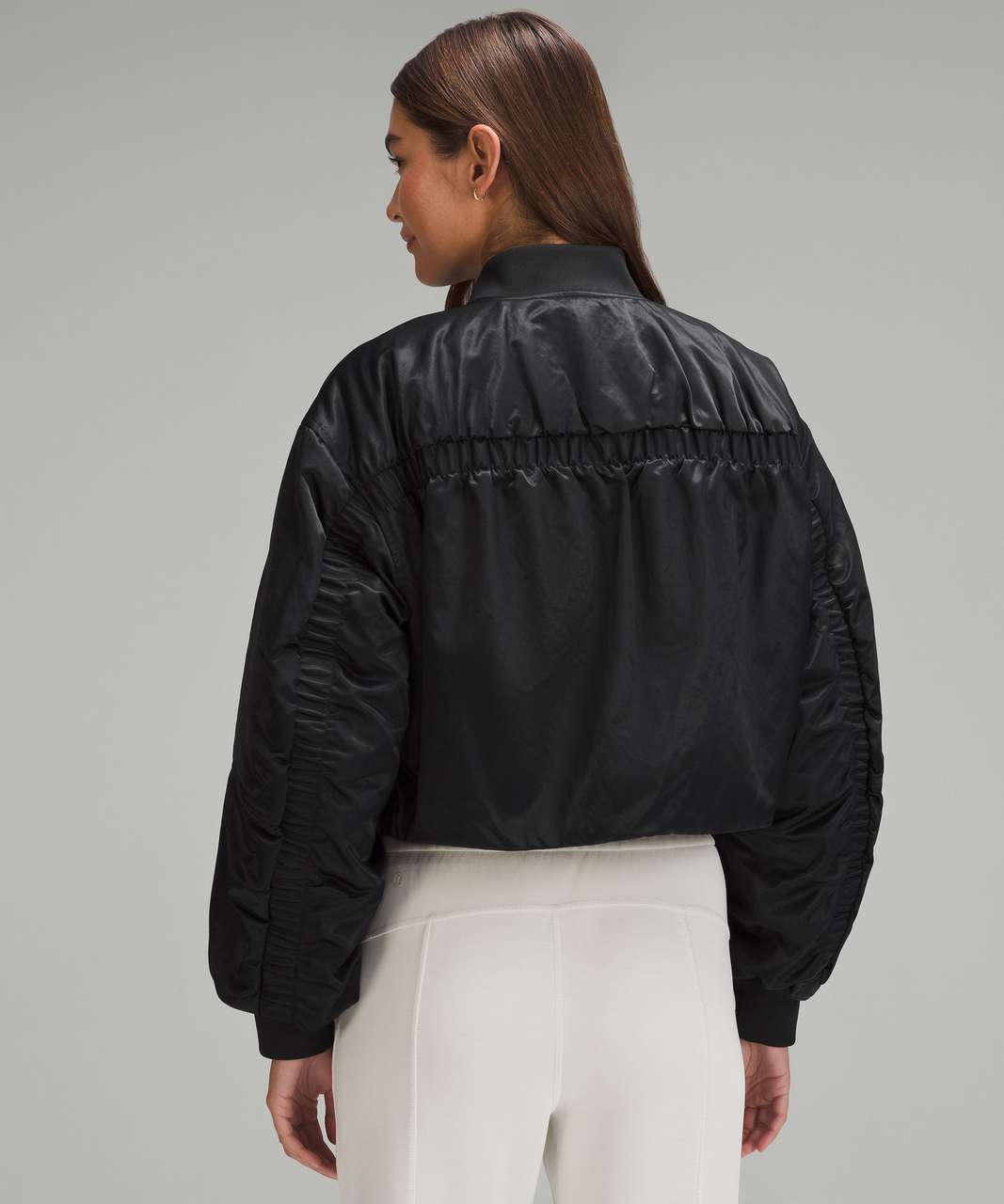 Lululemon Insulated Ruched Bomber Jacket - Black - lulu fanatics