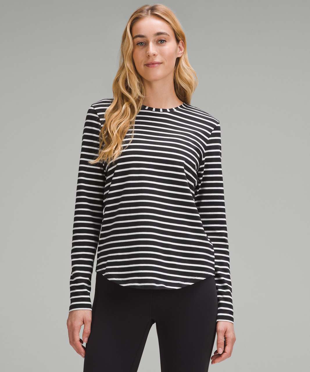 Women's Pima Cotton Shaped Tee, Long-Sleeve Boatneck Stripe in 2023