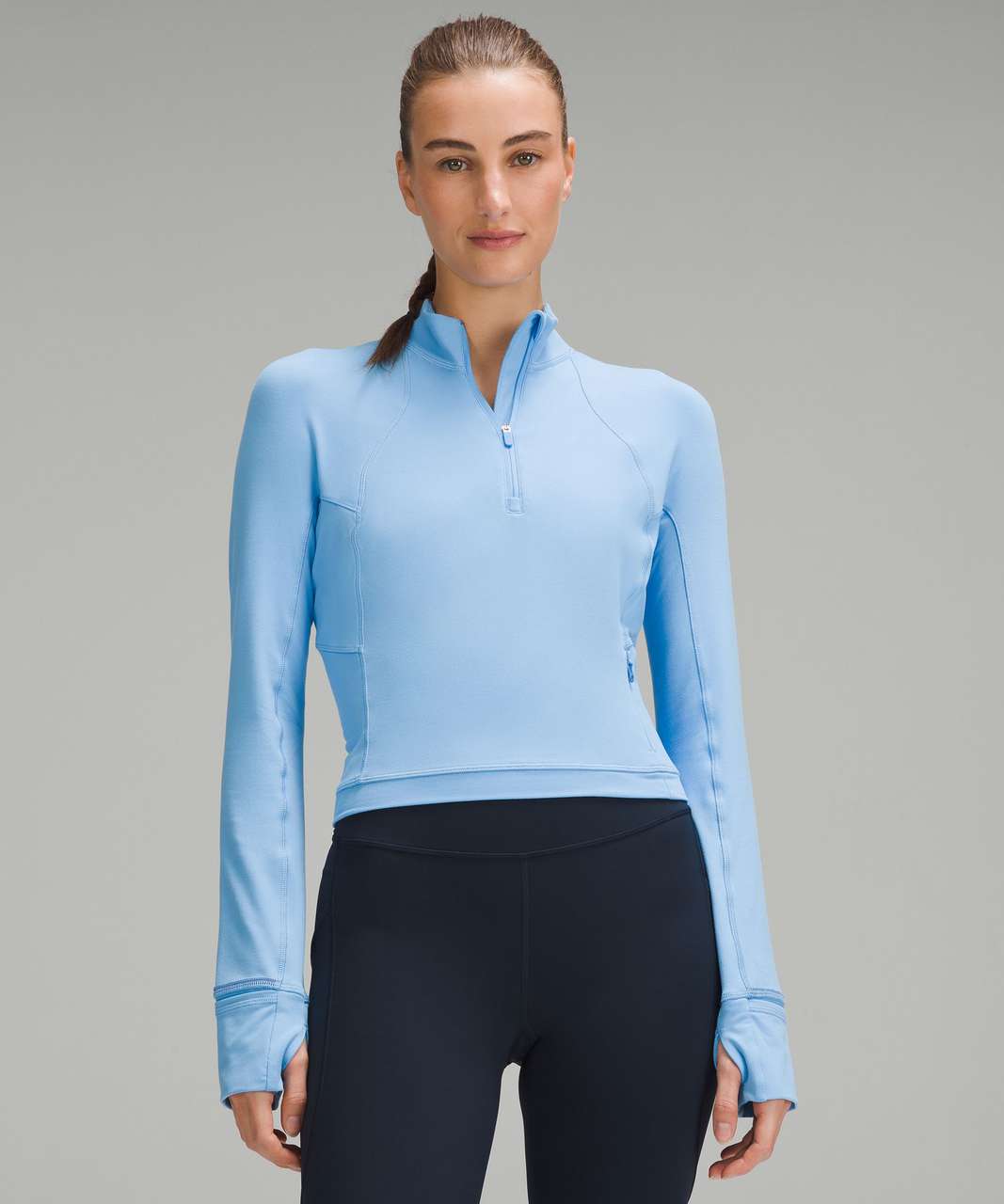 Lululemon Its Rulu Cropped Half Zip - Aero Blue