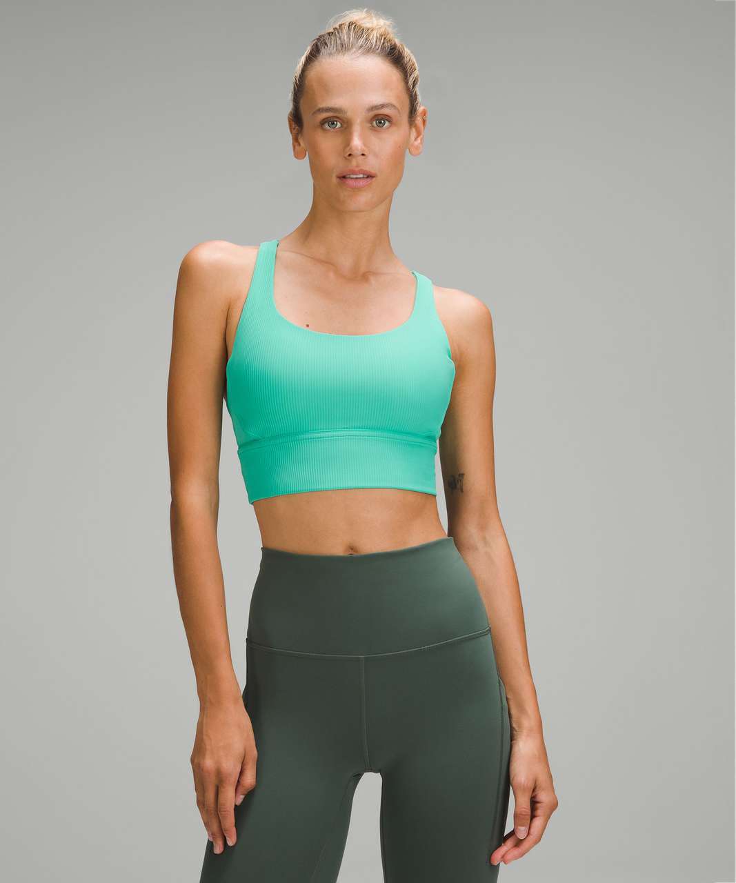 Lululemon Energy Longline Bra Ribbed Luxtreme *Medium Support, B–D Cups -  Vapor - lulu fanatics