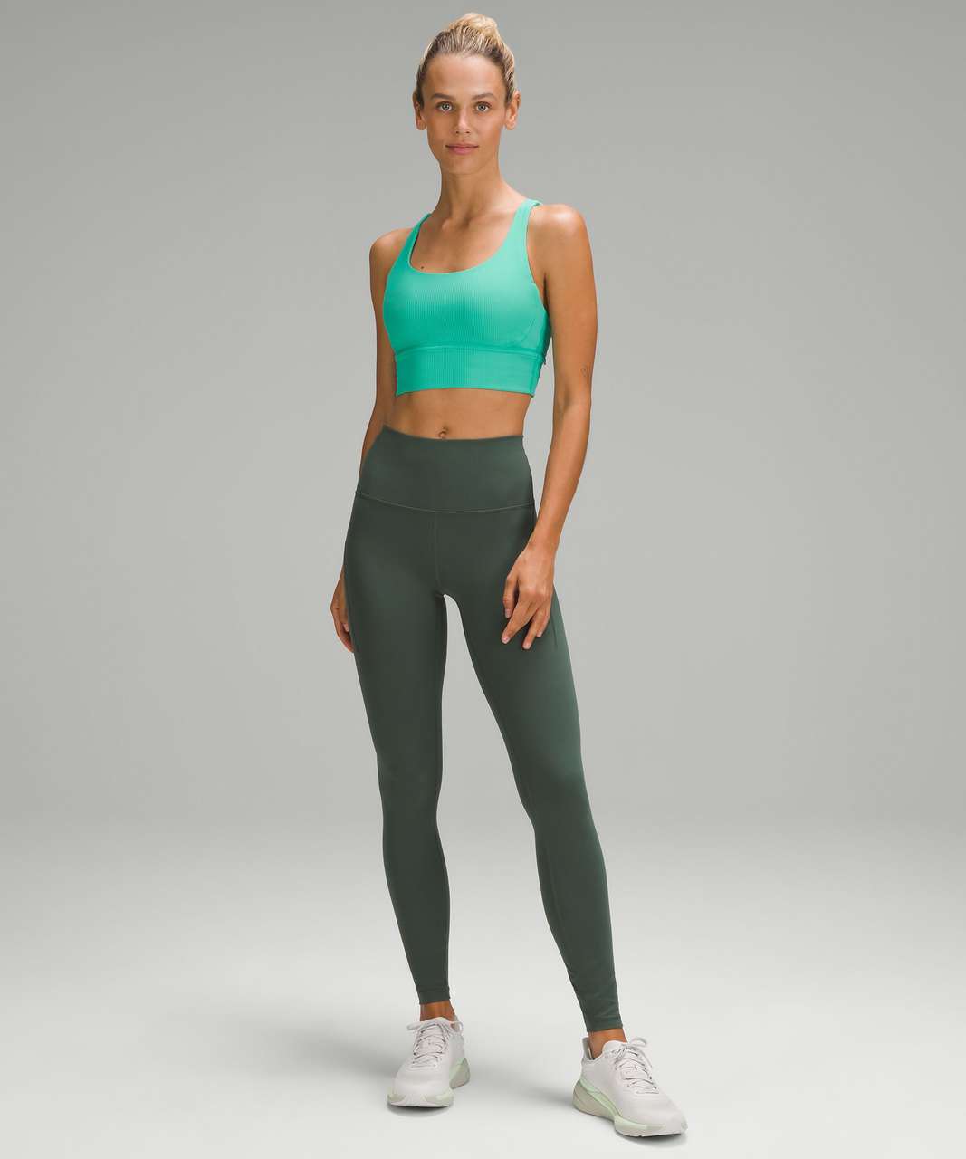 Lululemon Energy Ribbed Longline Bra Medium Support, B–D Cups - Paradise Green