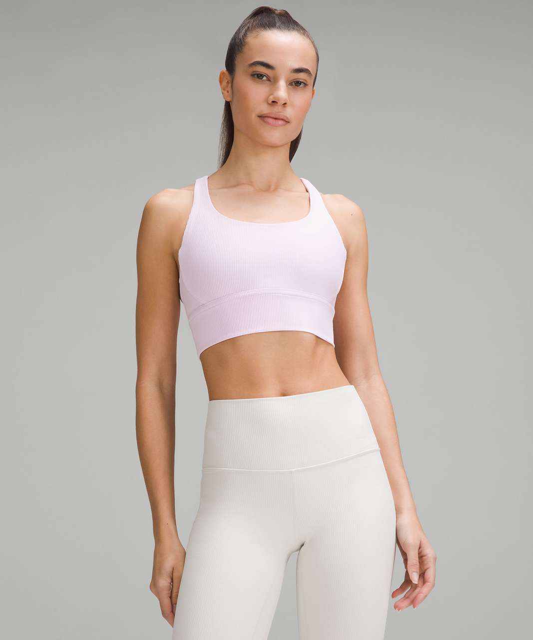 Lululemon Energy Ribbed Longline Bra Medium Support, B–D Cups - Meadowsweet  Pink - lulu fanatics