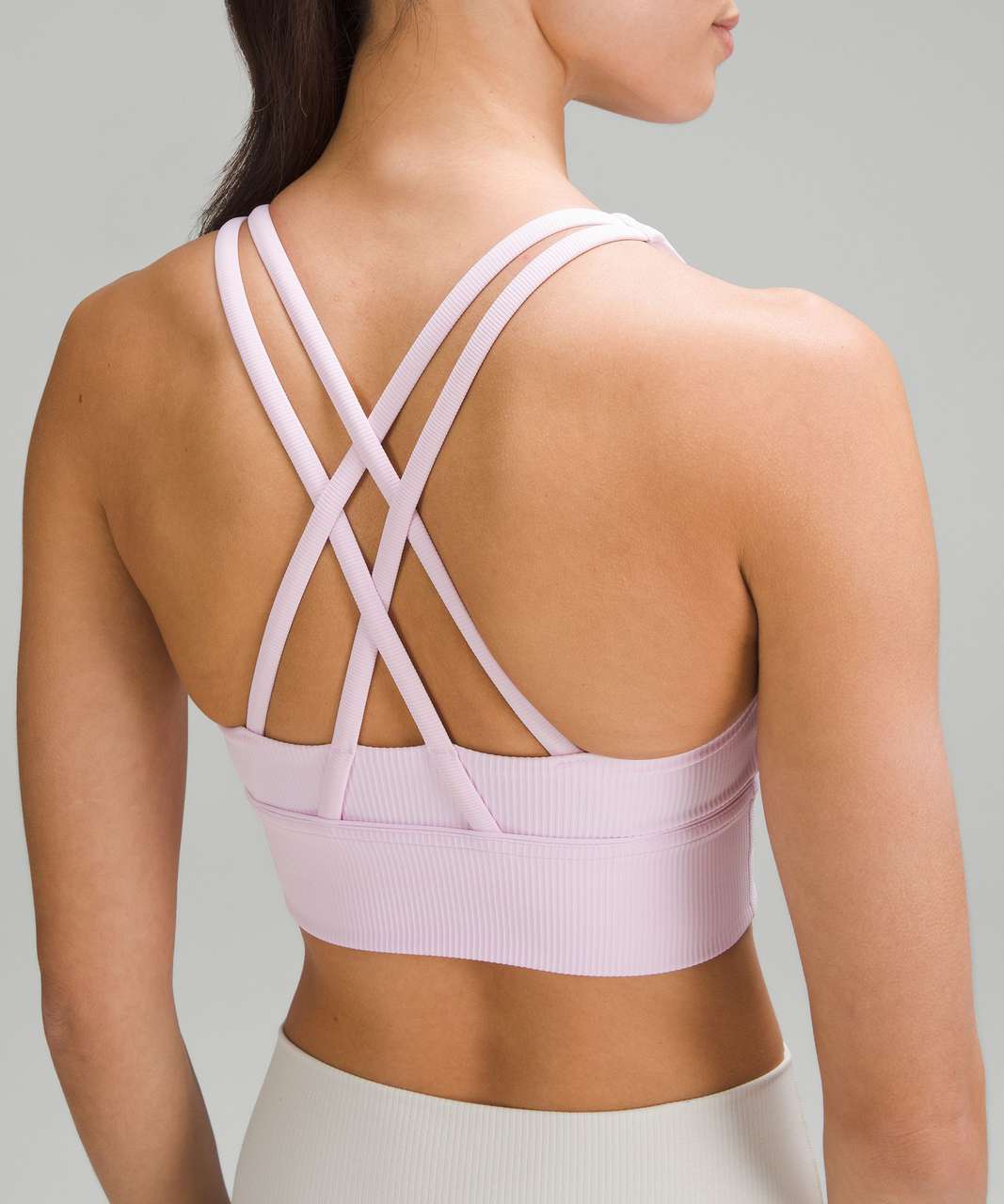 Lululemon Energy Ribbed Longline Bra Medium Support, B–D Cups - Meadowsweet Pink