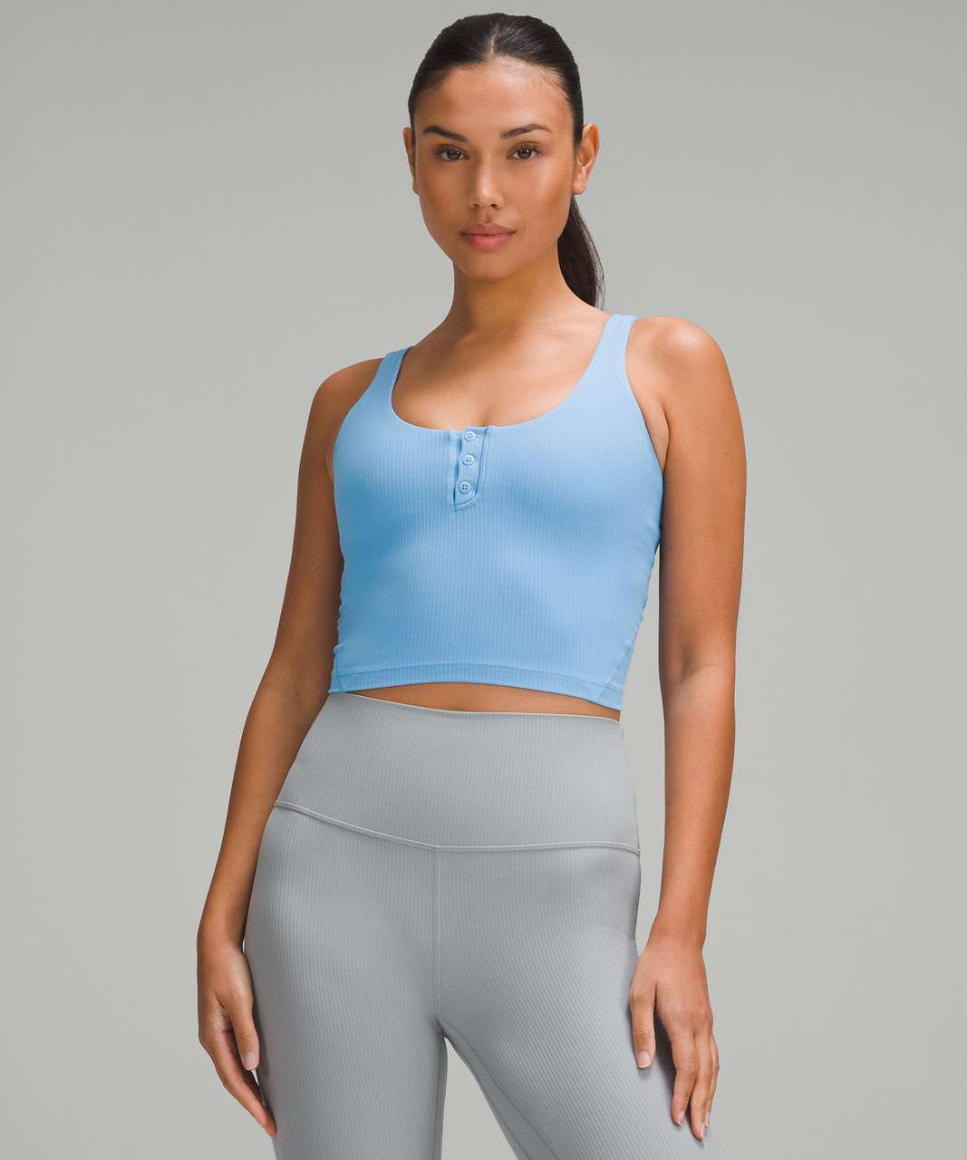 Lululemon Align Ribbed Henley Tank Top - Aero Blue - lulu fanatics