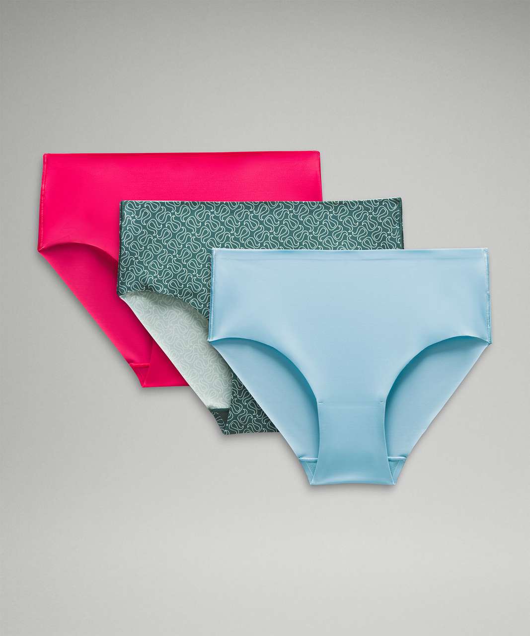 Lululemon InvisiWear High-Rise Bikini Underwear *3 Pack - Sea Frost / Spaced Yogo Outline Elixir Medium Forest / Lip Gloss