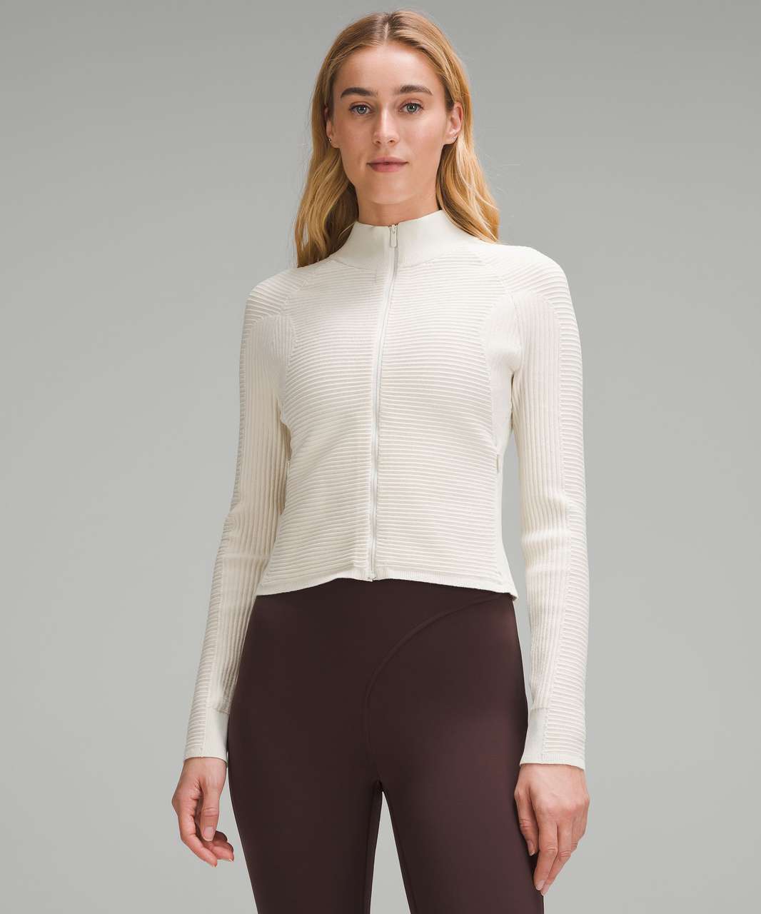 Lululemon Mixed Rib-Knit Zip Up - Light Ivory / Bone