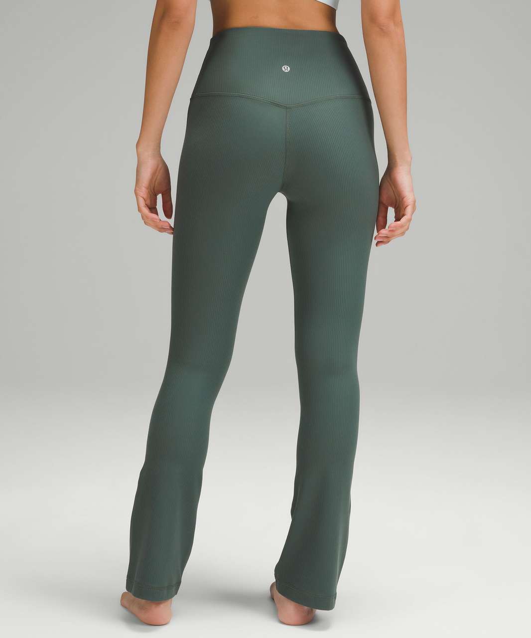 Only Petite exclusive ribbed flared pants in dark green - ShopStyle