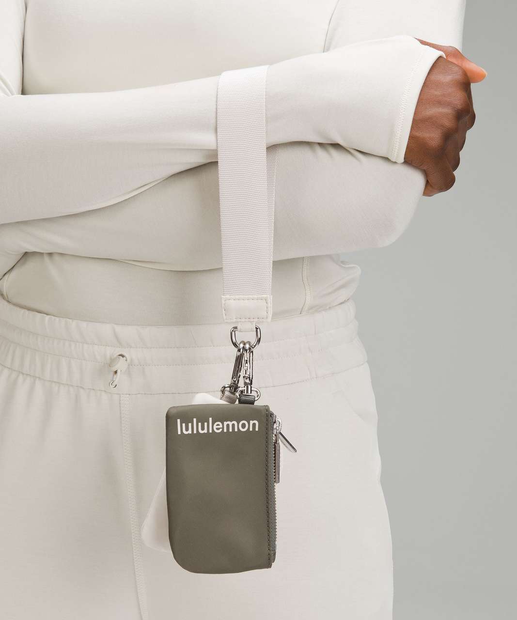 Lululemon Dual Pouch Wristlet Grey Sage/White Opal in Waterproof Polyester  with Silver-tone - US