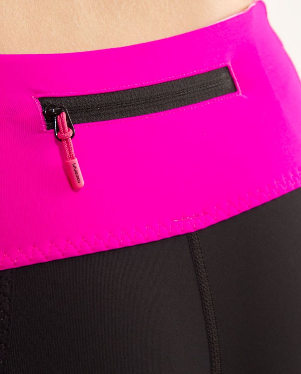 Lululemon Run:  For It Crop - Black /  Paris Pink