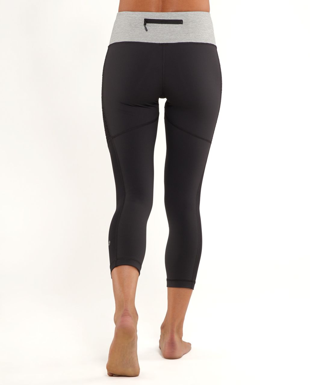 Lululemon Run:  Free Crop - Deep Coal /  Ghost Deep Coal Wee Stripe