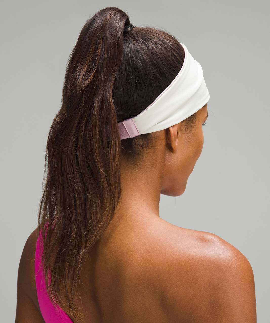 Lululemon Womens Nulu Wide Reversible Headband - Pink Peony / Bone