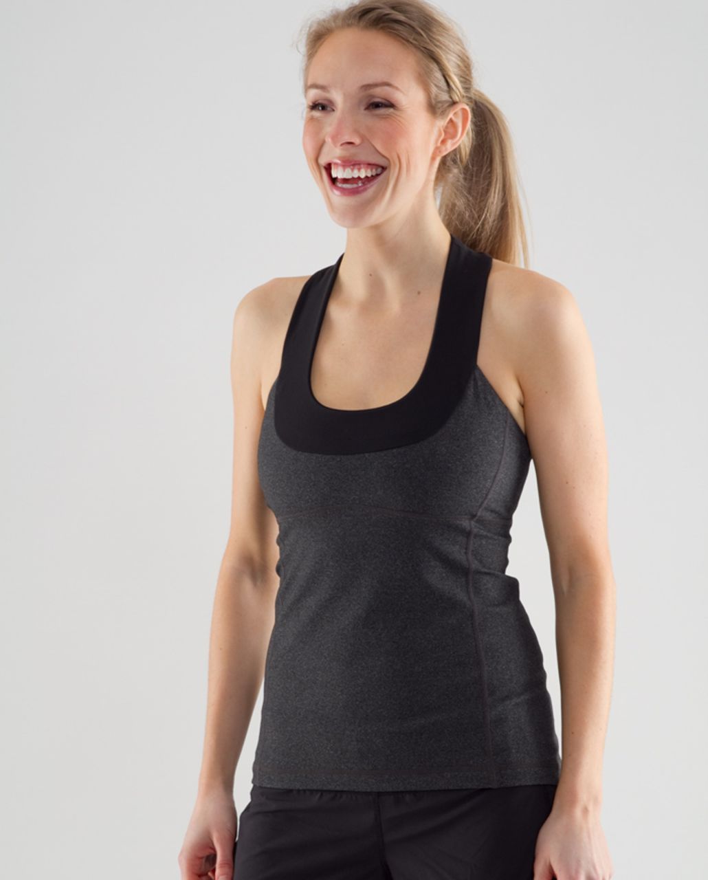 Lululemon Scoop Neck Tank - Heathered Coal /  Black