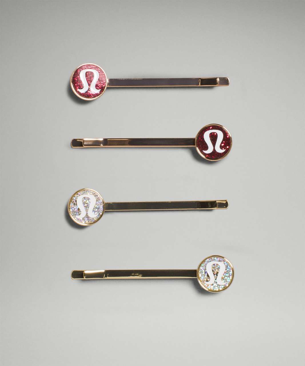 Lululemon Logo Bobby Pins *4 Pack - Wine Berry / Wine Berry / White / Rose Gold / Silver / Clear / White / Gold