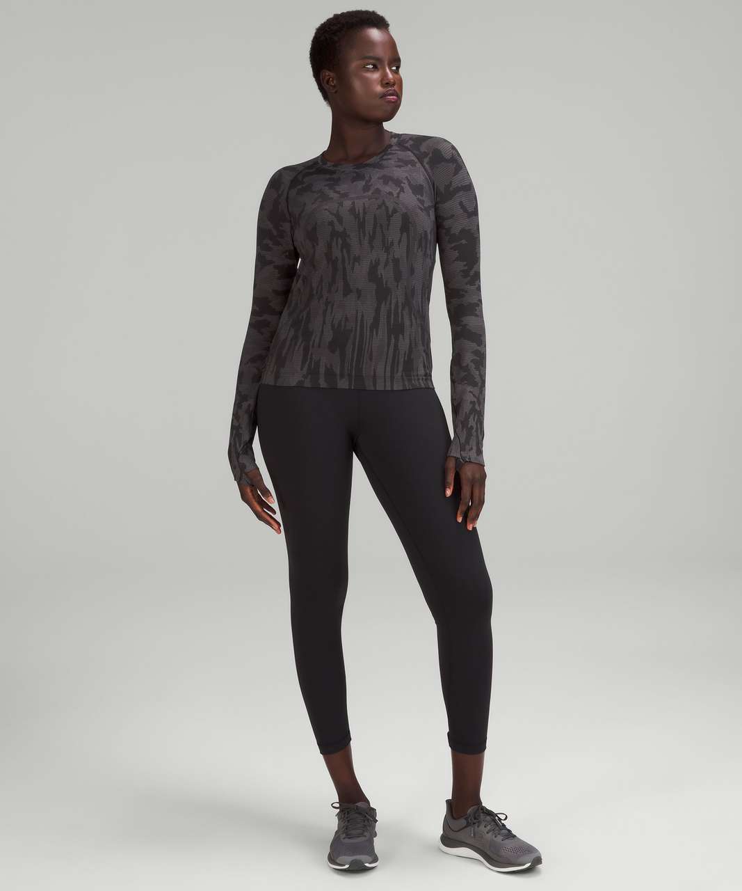 Lululemon Swiftly Tech Long-Sleeve Shirt 2.0 *Race Length - Stretched Camo Black / Gull Grey