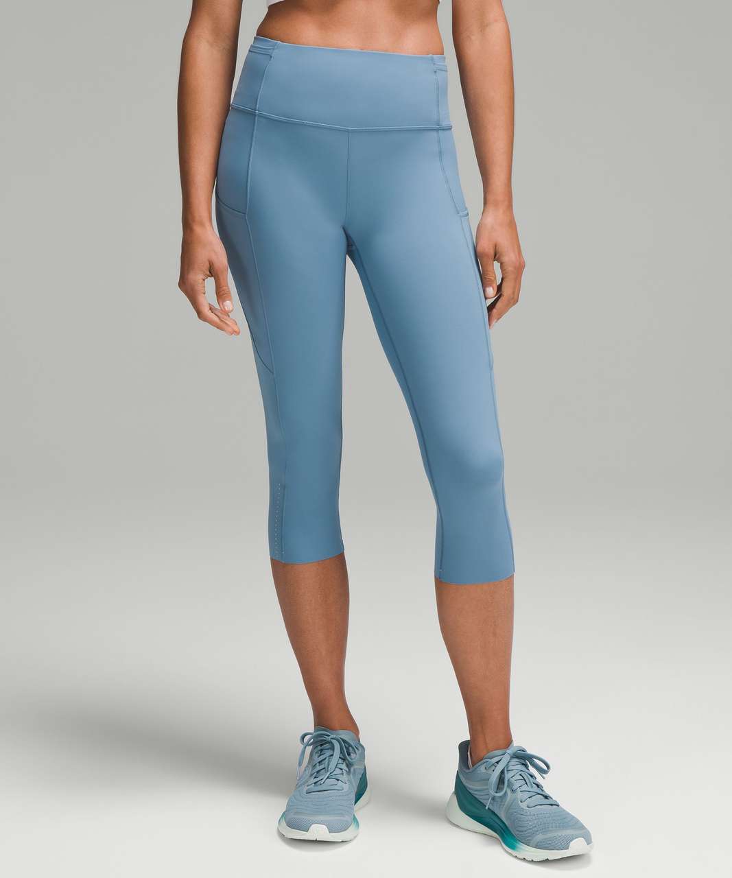 Lululemon Fast and Free Reflective High-Rise Crop 19 - Utility Blue - lulu  fanatics