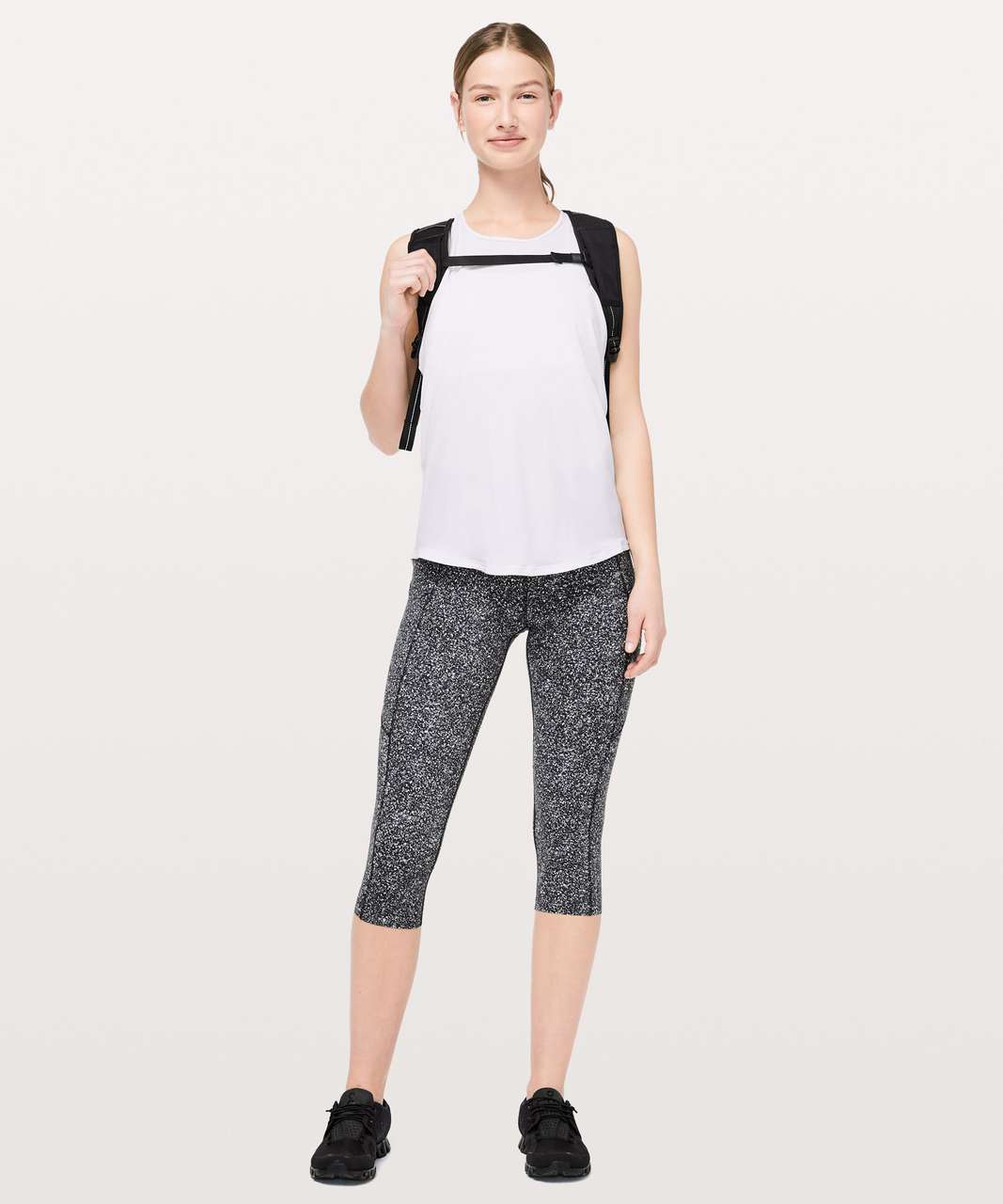 Lululemon Fast and Free Reflective High-Rise Crop 19" - Diffuse Starlight Black