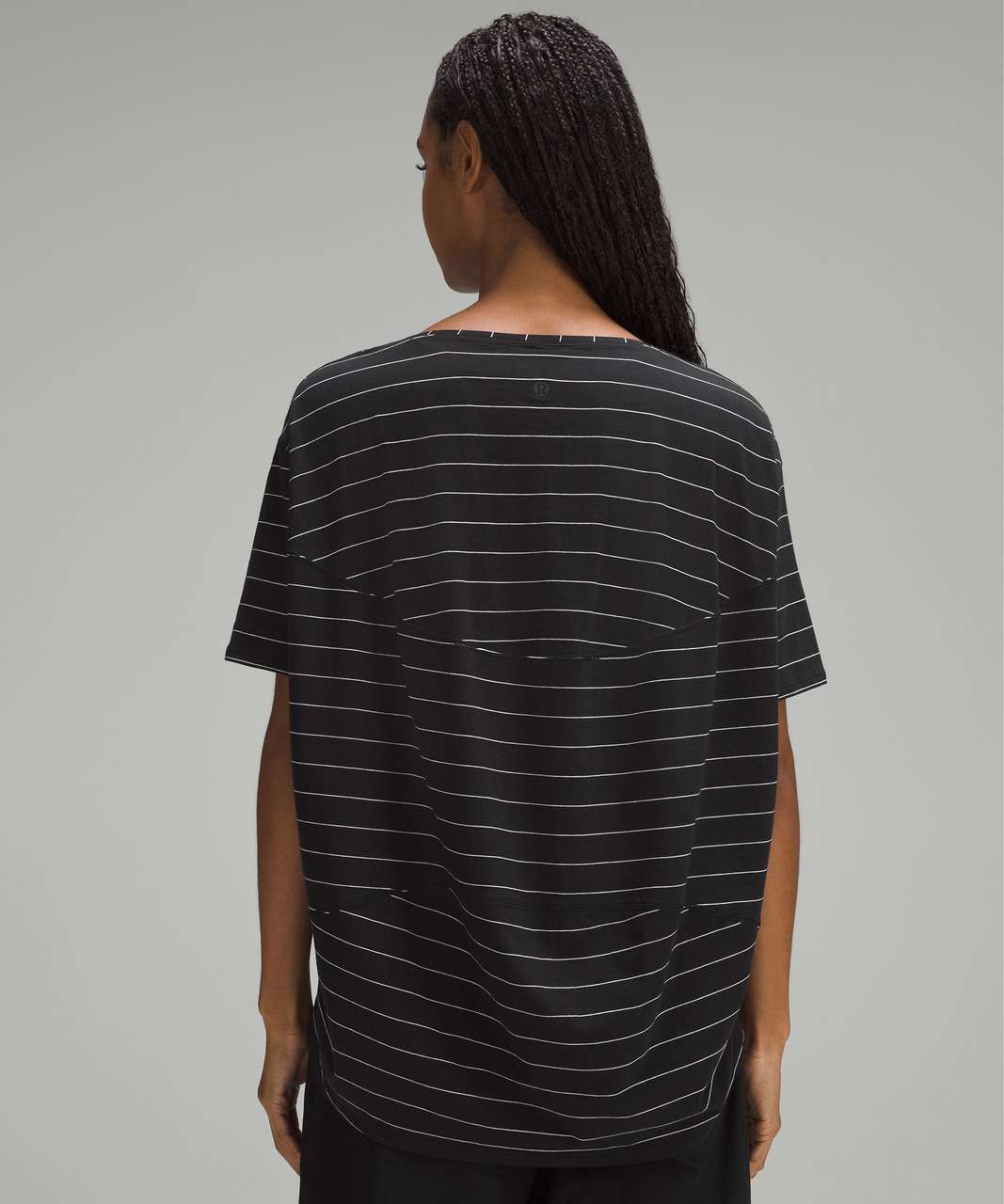 Lululemon Back in Action Short-Sleeve Shirt - Short Serve Stripe Black White