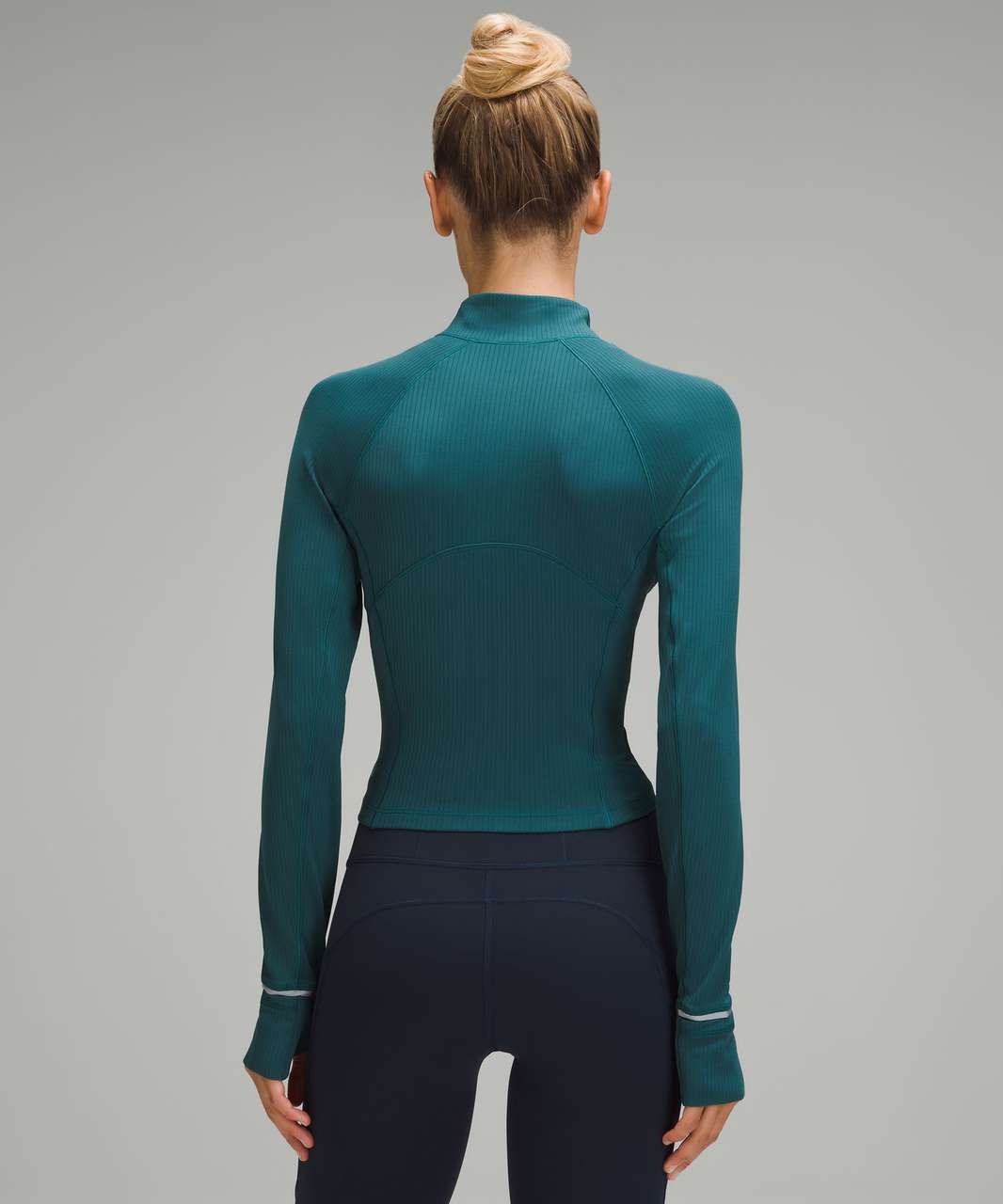 Lululemon Its Rulu Run Ribbed Cropped Half Zip - Storm Teal