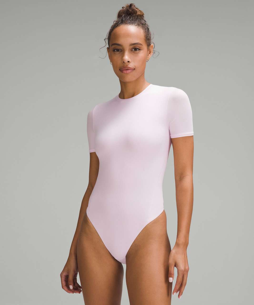 Short-sleeved Thong Bodysuit - Pink - Ladies