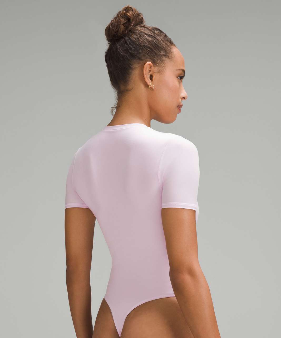 Lululemon Wundermost Ultra-Soft Nulu Short-Sleeve Crew Thong Bodysuit - Meadowsweet Pink