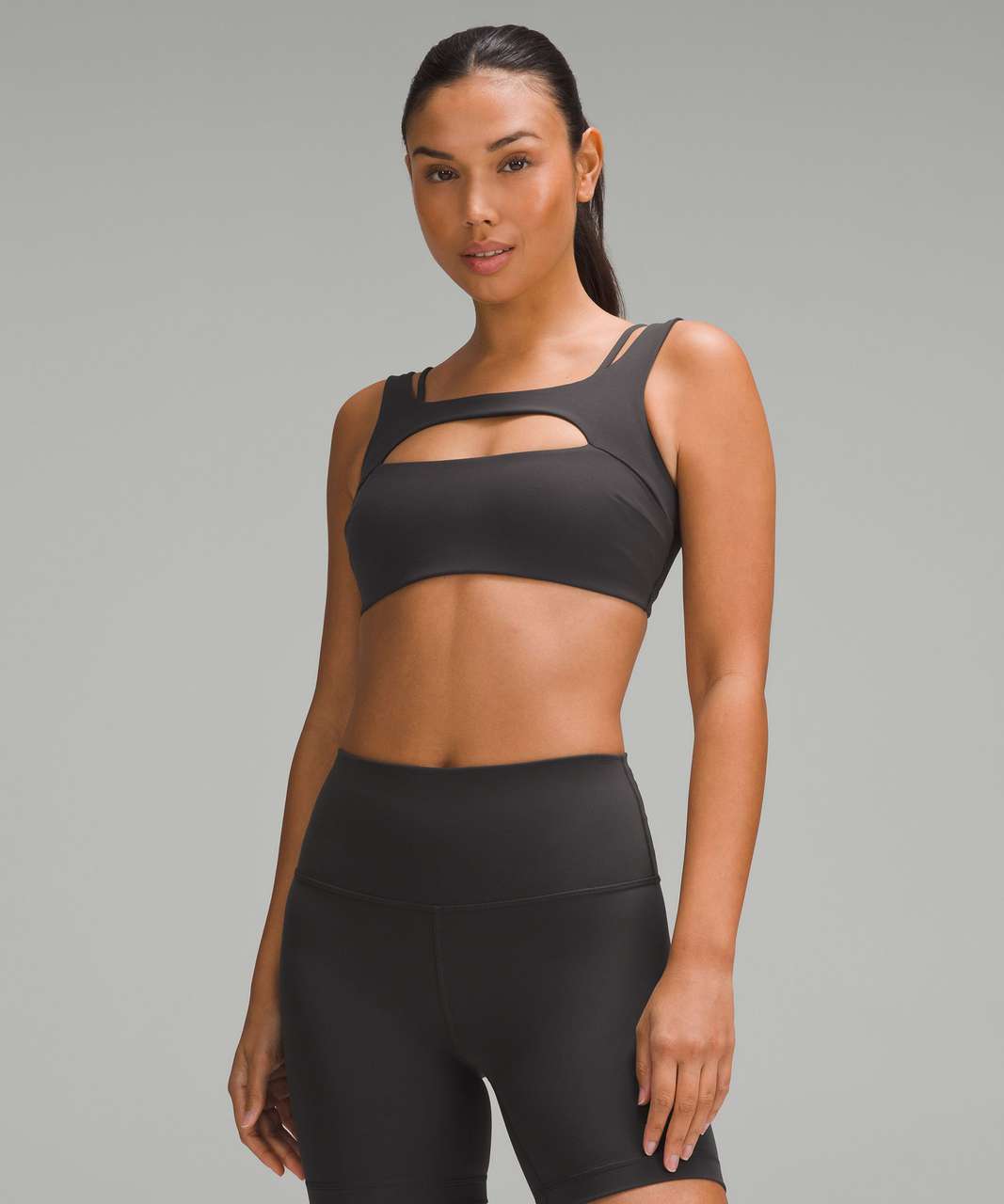 Lululemon Everlux Front Cut-Out Train Bra *Light Support, B/C Cup - Graphite  Grey - lulu fanatics