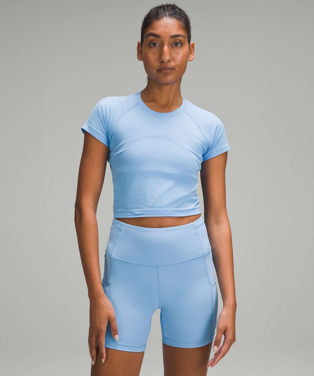 Lululemon Swiftly Tech Cropped Short-Sleeve Shirt 2.0 - Aero Blue / Aero Blue