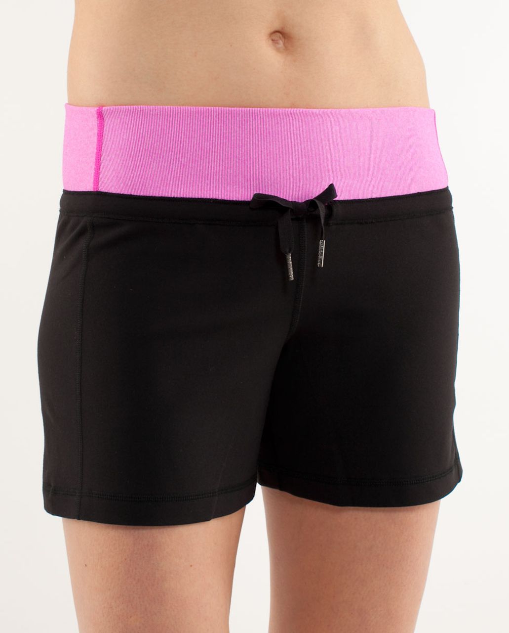 Lululemon Knock Out Short - Black /  Paris Pink White Microstripe