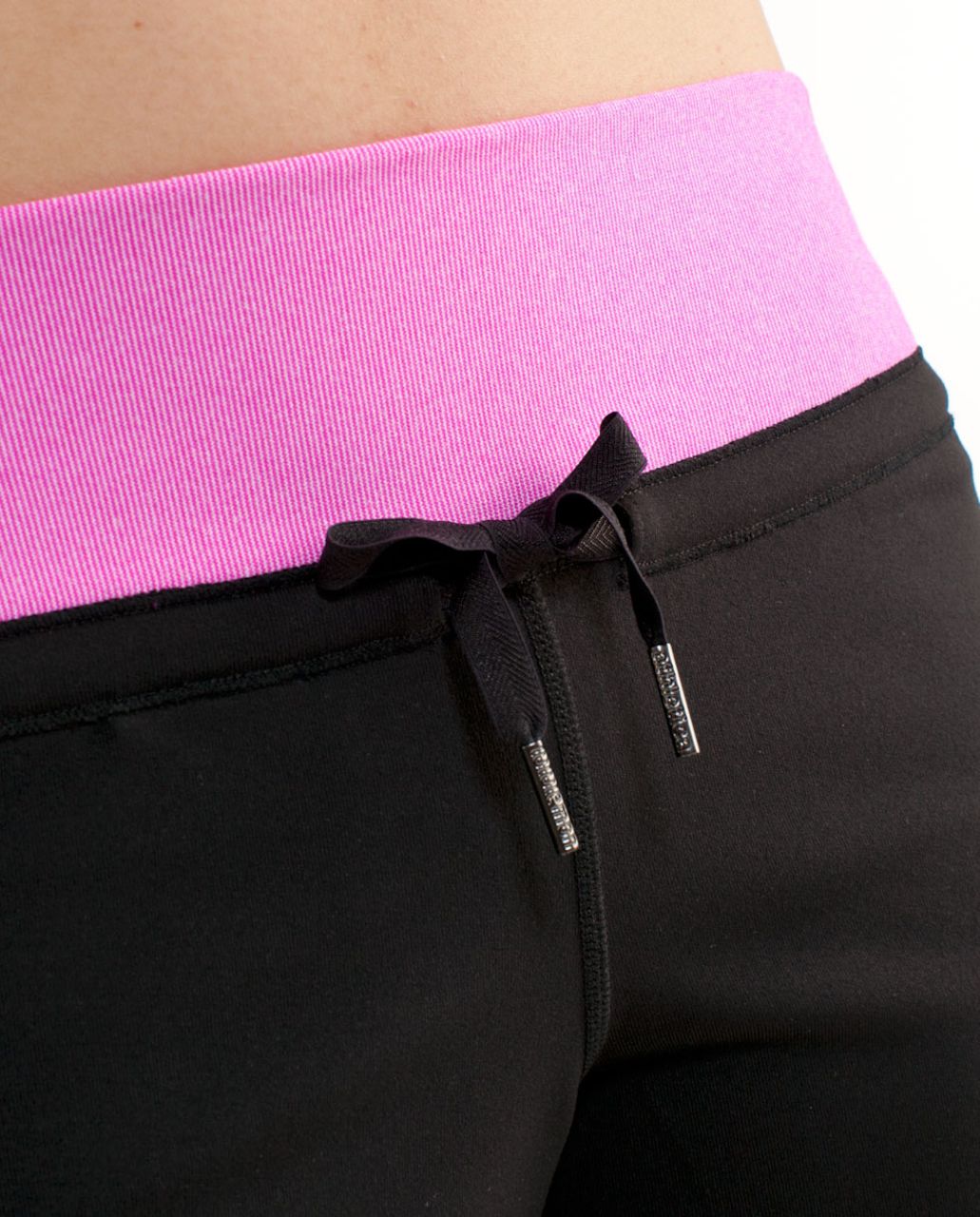 Lululemon Knock Out Short - Black /  Paris Pink White Microstripe