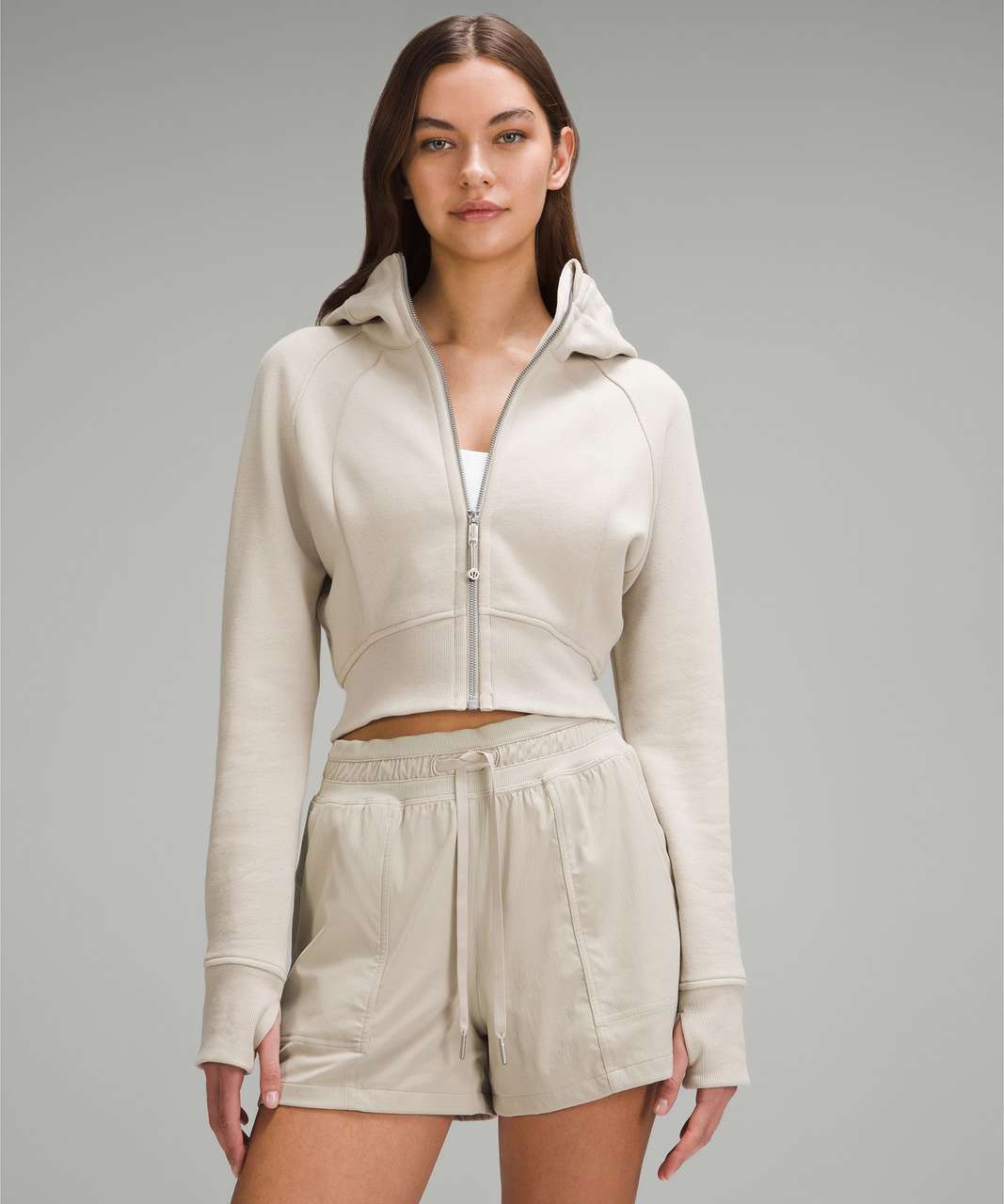 Lululemon Scuba Full-Zip Cropped Hoodie - Mojave Tan