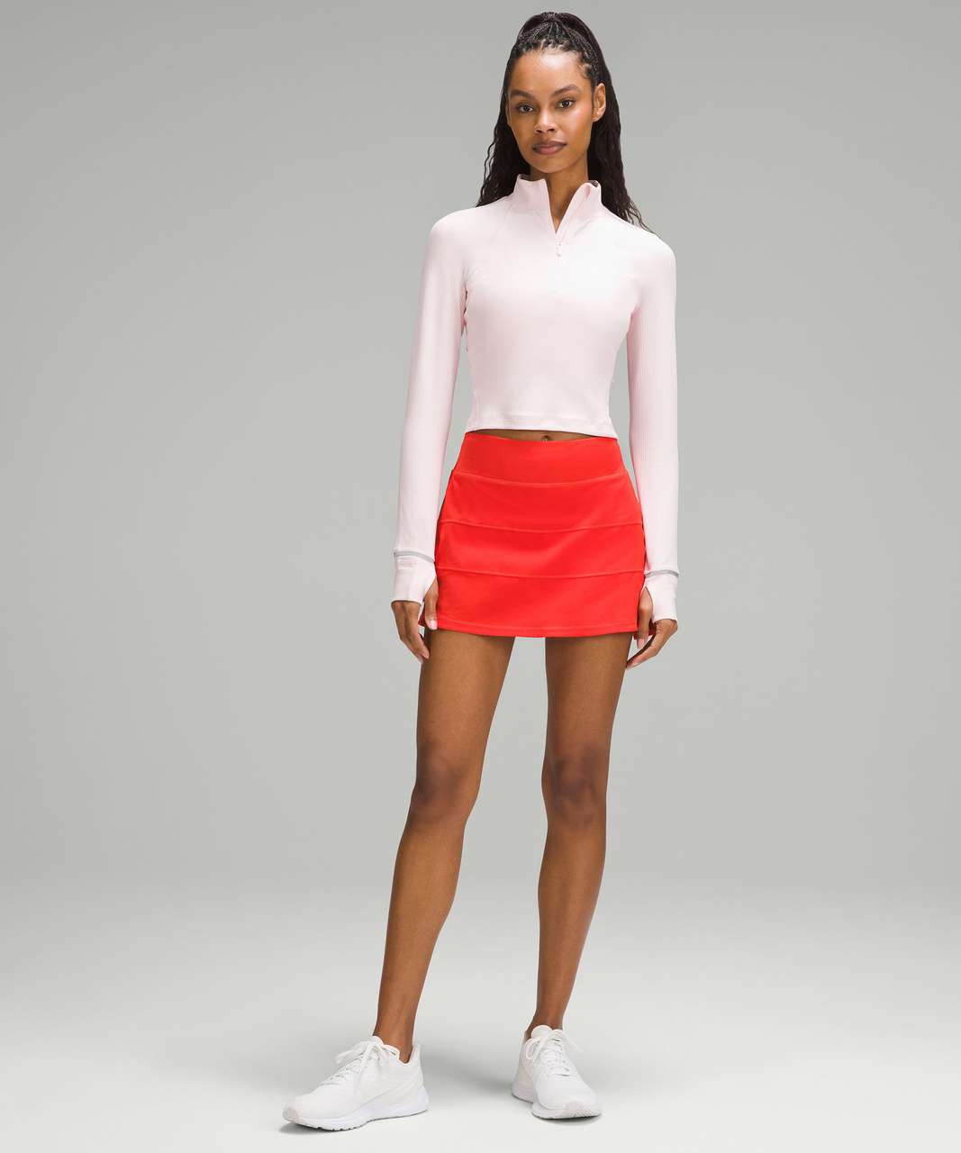 Lululemon Its Rulu Ribbed Cropped Half Zip - Strawberry Milkshake