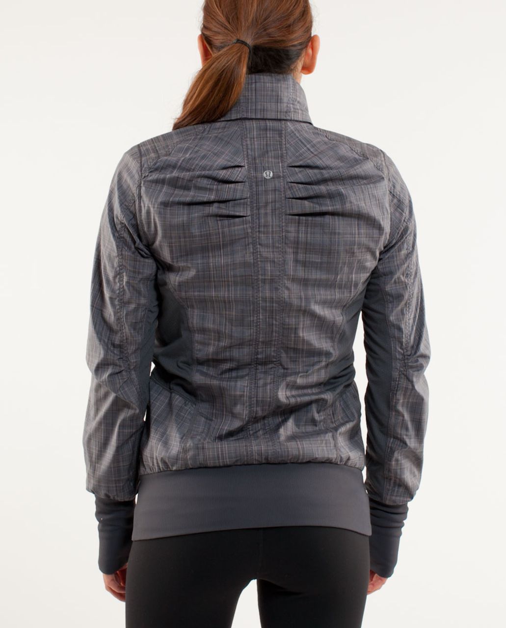 Lululemon Run:  Back On Track Jacket - Coal Pig Pink Shale Stripe /  Coal