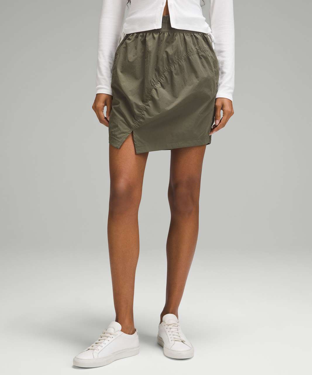 Lululemon High-Rise Ruched Mini Skirt - Army Green