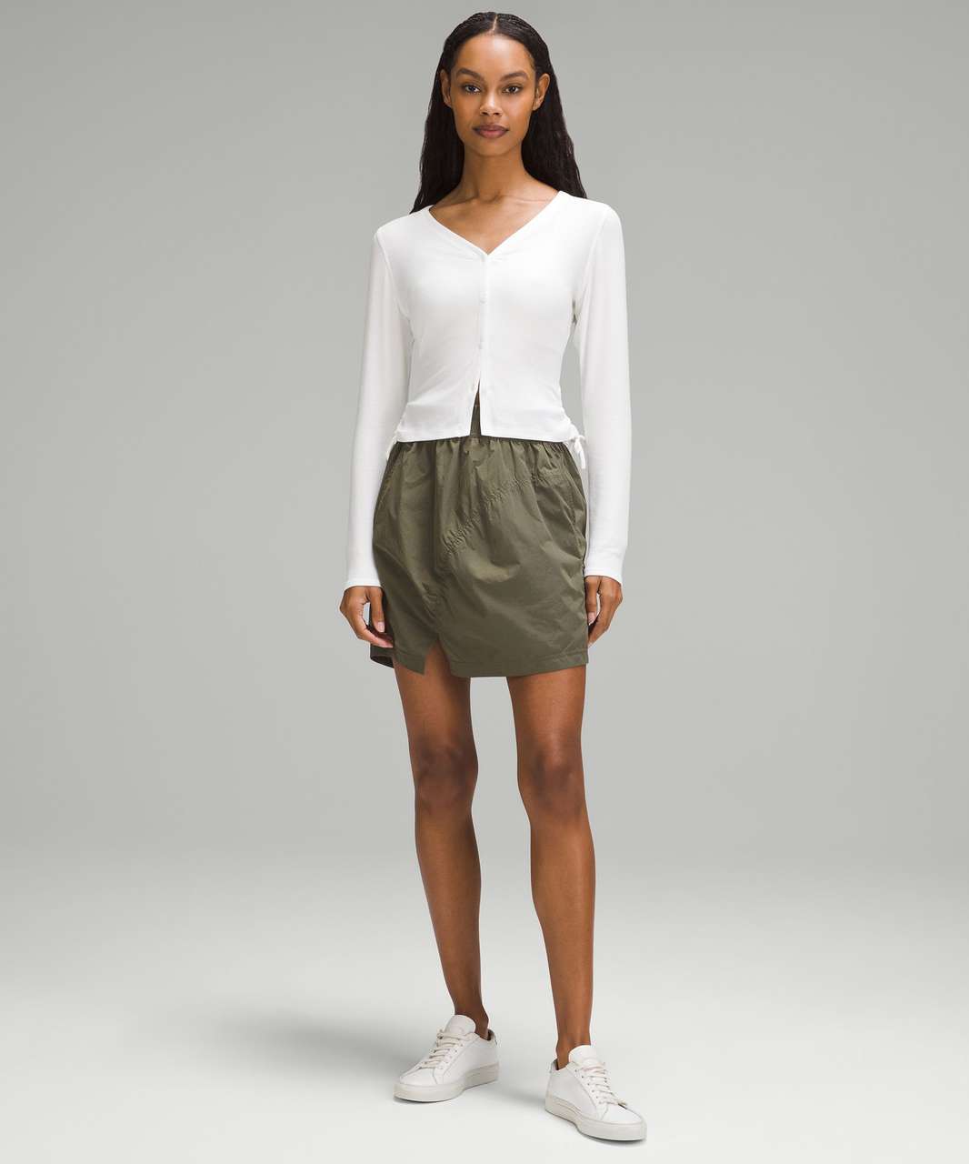 Lululemon High-Rise Ruched Mini Skirt - Army Green
