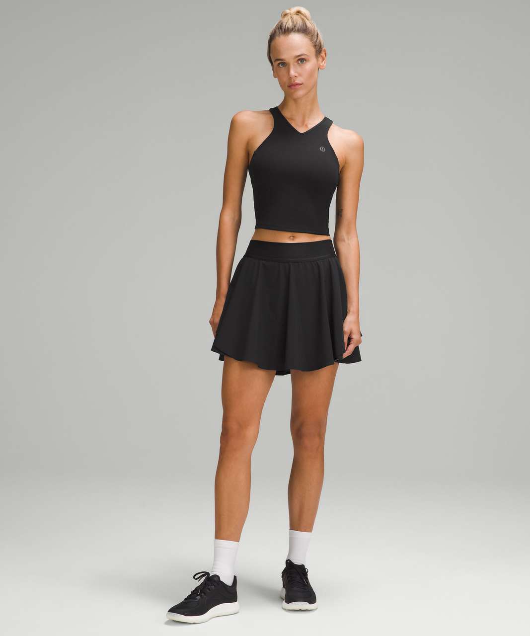 Lululemon Cropped V-Neck Tennis Tank Top - Black - lulu fanatics