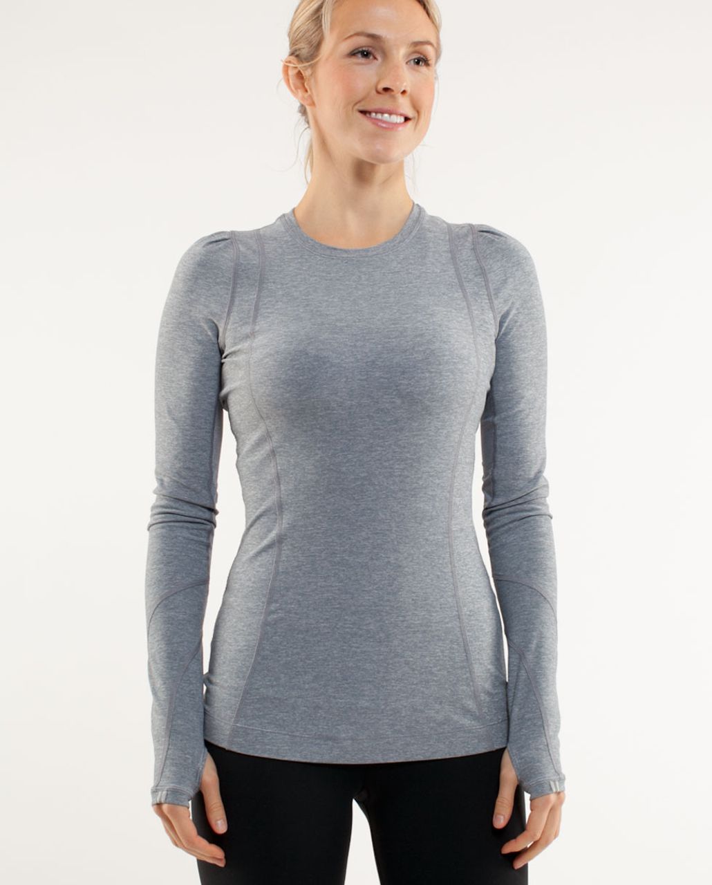 Lululemon Run: Back On Track Long Sleeve Tech - Heathered Blurred Grey ...