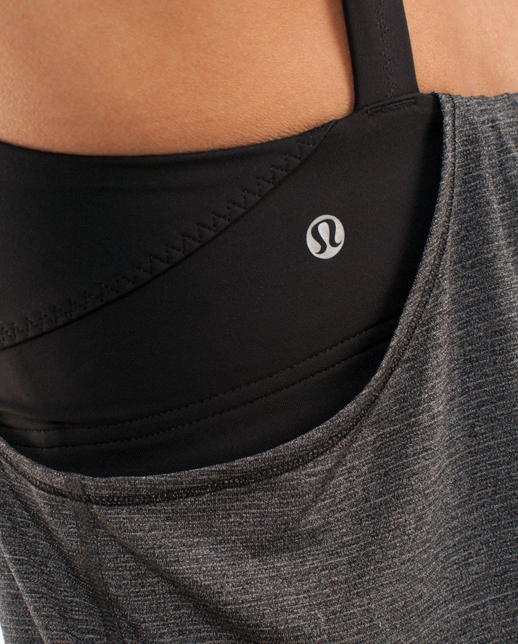 Lululemon Run:  Back On Track Tank - Heathered Black /  Black