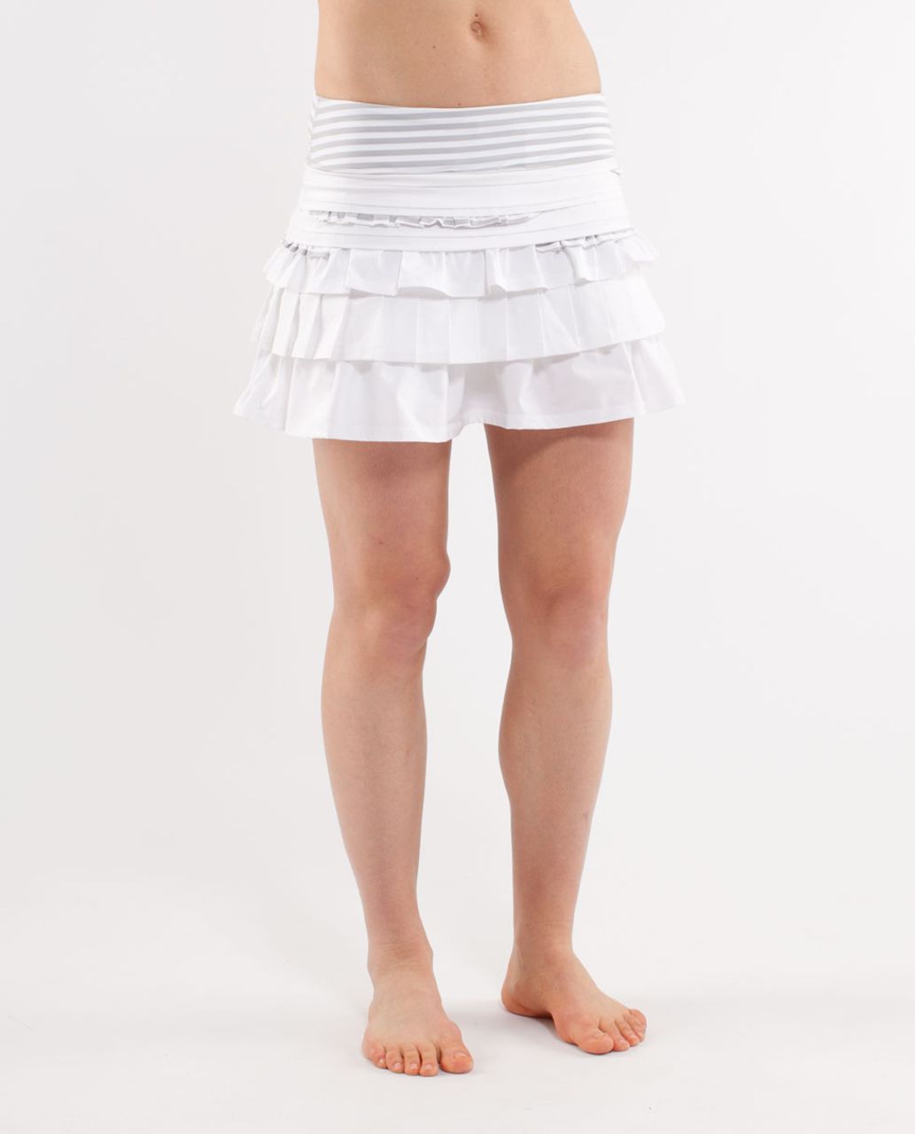 Lululemon Run:  Back On Track Skirt - White /  Silver Spoon White Narrow Bold Multi Stripe