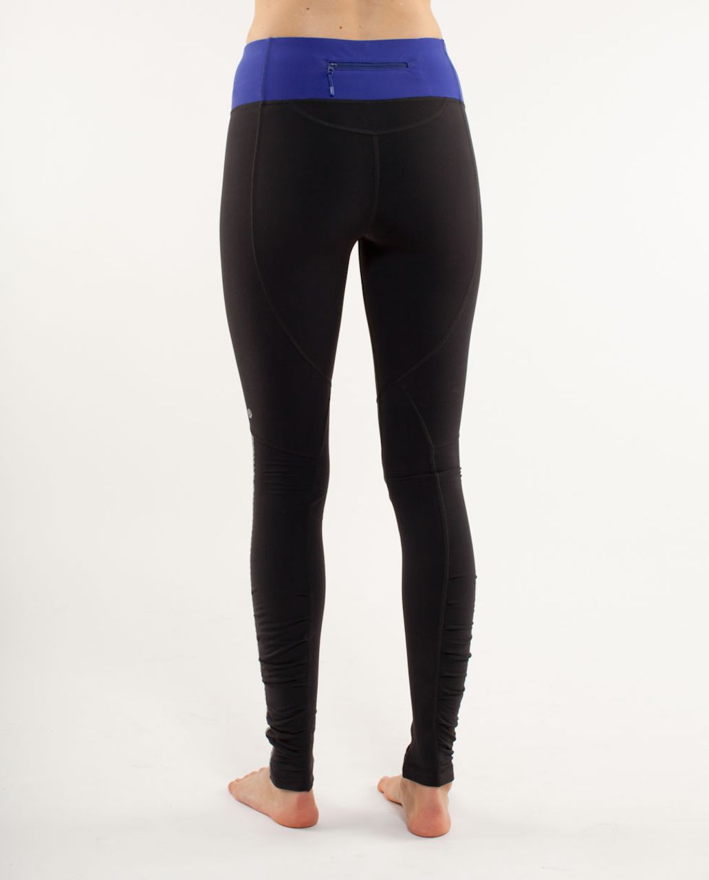 Lululemon Run:  Stay On Course Tight - Black /  Pigment Blue /  Pigment Blue White Microstripe