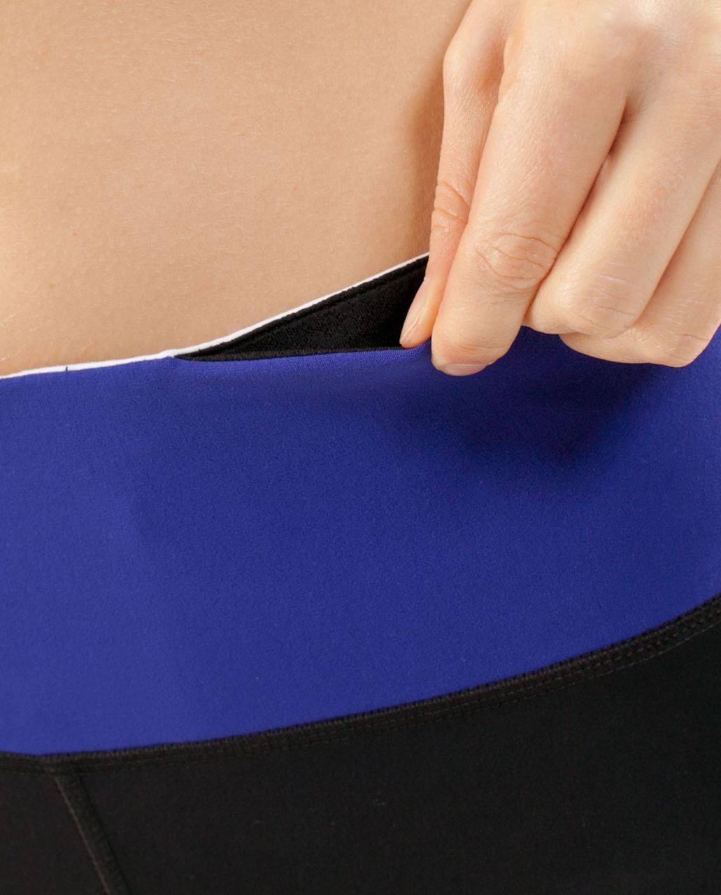 Lululemon Run:  Stay On Course Tight - Black /  Pigment Blue /  Pigment Blue White Microstripe