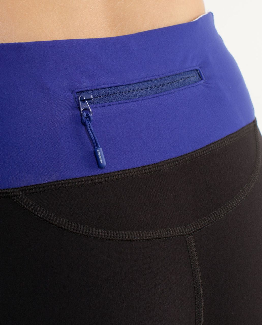 Lululemon Run:  Stay On Course Tight - Black /  Pigment Blue /  Pigment Blue White Microstripe