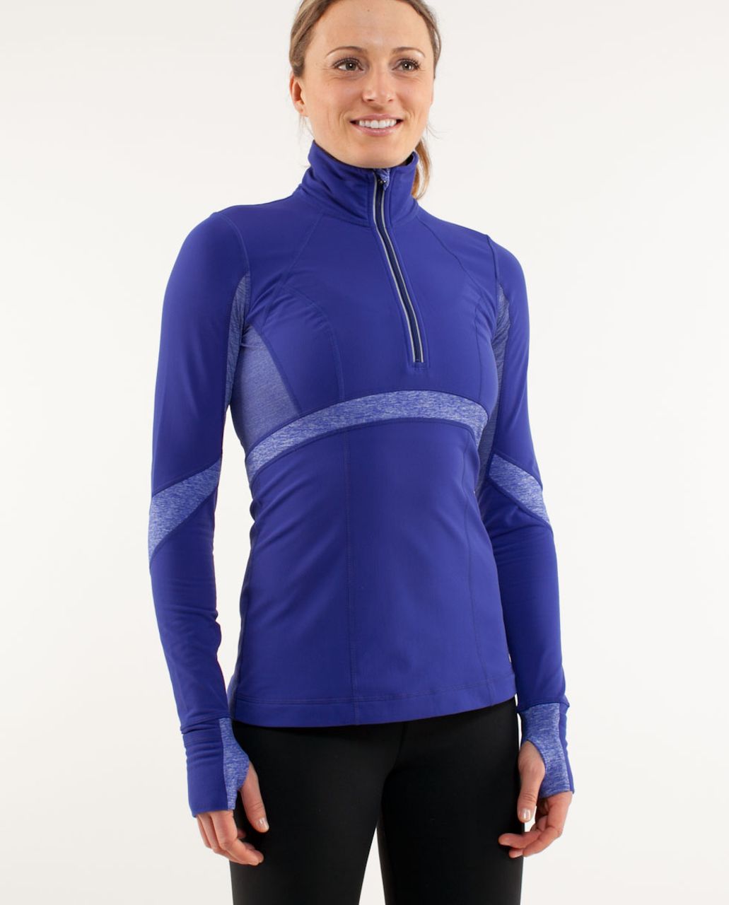 Lululemon Run:  Distance Pullover - Pigment Blue /  Heathered Pigment Blue