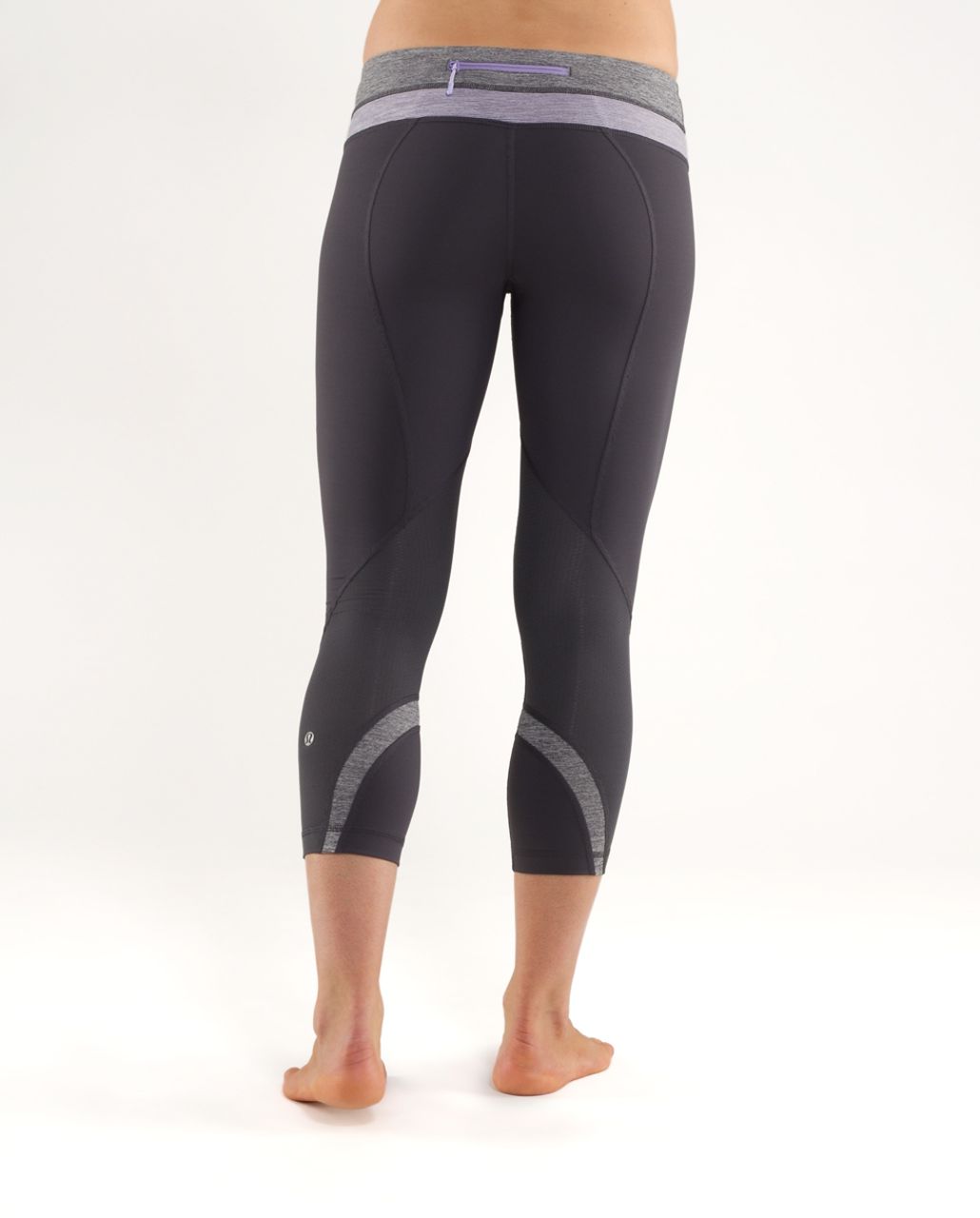 Lululemon Run:  Inspire Crop II - Coal /  Heathered Coal /  Lilac Heathered Coal Wee Stripe